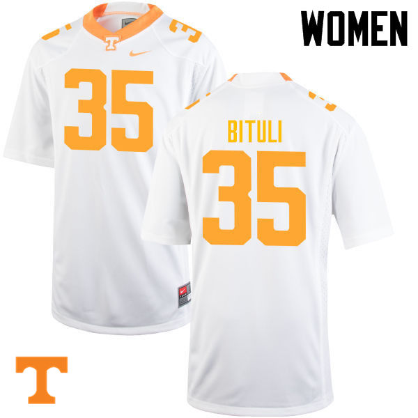 Women #35 Daniel Bituli Tennessee Volunteers College Football Jerseys-White